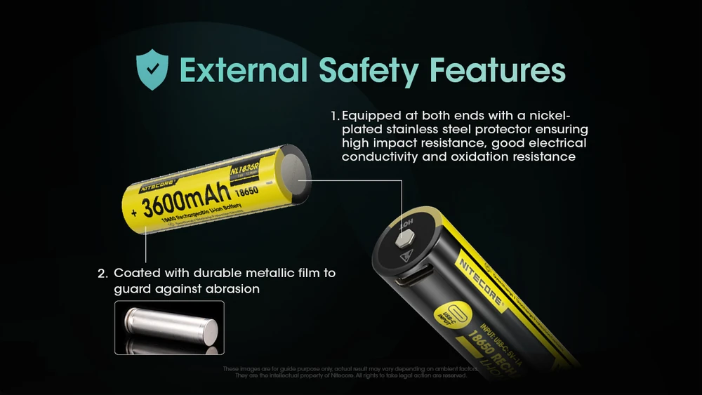 Nitecore USB-C įkraunamas 3,6V 3600mAh 18650 akumuliatorius NL1836R