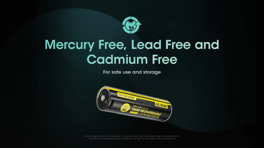 Nitecore USB-C įkraunamas 3,6V 3600mAh 18650 akumuliatorius NL1836R
