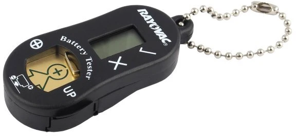 Rayovac raktų pakabuko tipo elementų testeris su dėklu