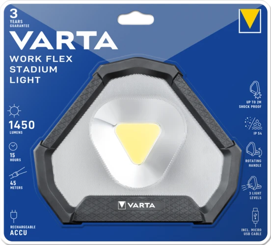 Varta 1450lm įkraunamas prožektorius Work Flex Stadium Light 18647