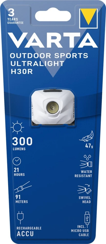 Prožektorius ant galvos Varta Ultralight H30R, LED, baltas