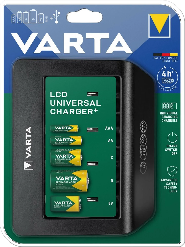 Varta AAA/AA/C/D/9V elementų kroviklis LCD Universal Charger Plus 57688
