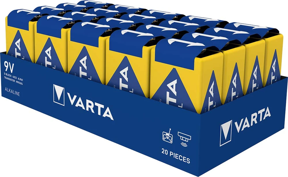 Varta Industrial Pro 6LR61 9V 640mAh baterija 4022, 20 vnt.