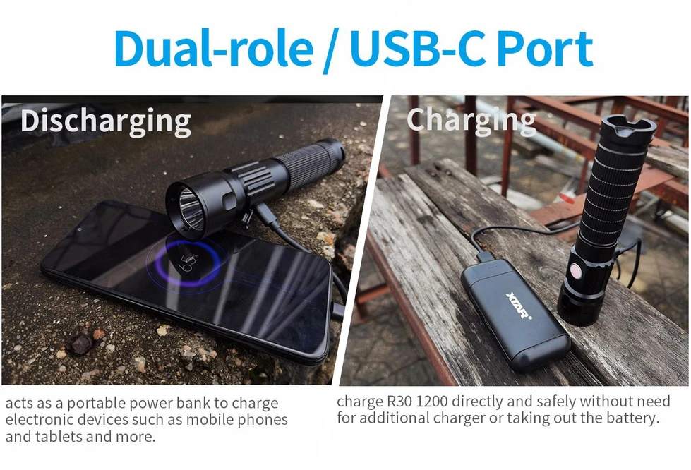 Xtar 1200lm USB įkraunamas žibintuvėlis R30