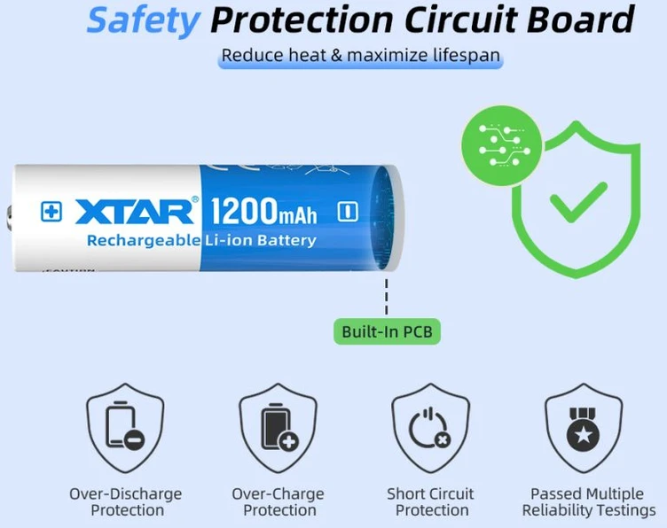 Xtar 1200mAh 3,6V 14500 AA akumuliatorius su PCB