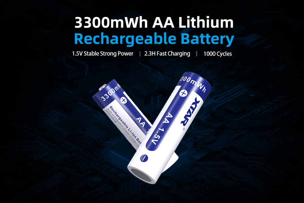 Xtar 1,5V 2200mAh AA įkraunamas elementas, 4 vnt. + dėklas