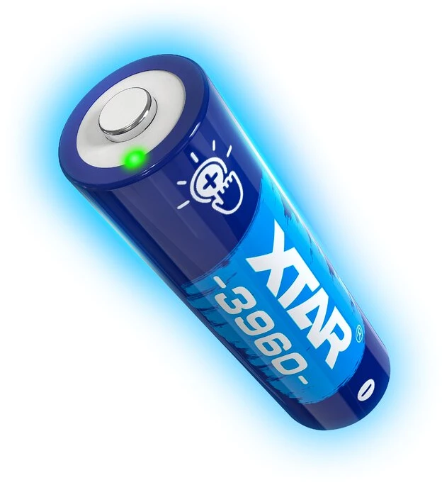 Xtar 1,5V 2500mAh AA įkraunamas elementas su įkrovos lygio indikatoriumi, 4 vnt. + dėklas