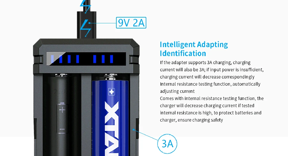 Xtar 2 x 3.6/3.7V Li-ion akumuliatorių įkroviklis SC2