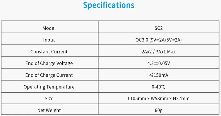 Xtar 2 x 3.6/3.7V Li-ion akumuliatorių įkroviklis SC2