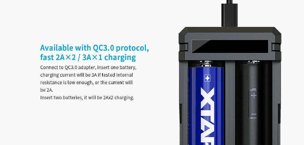 Xtar 2 x 3.6/3.7V Li-ion akumuliatorių įkroviklis SC2