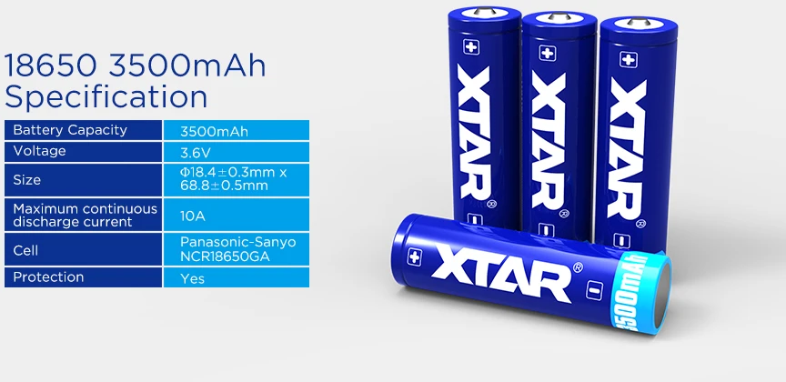 Xtar 3500mAh 3,6V 18650 akumuliatorius su PCB