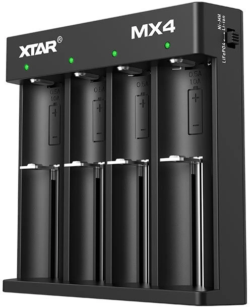Xtar 4 x Ni-MH, 1.5/3.6/3.7V Li-ion ir 3.2V LiFePO4 akumuliatorių kroviklis MX4 Mini Mixer
