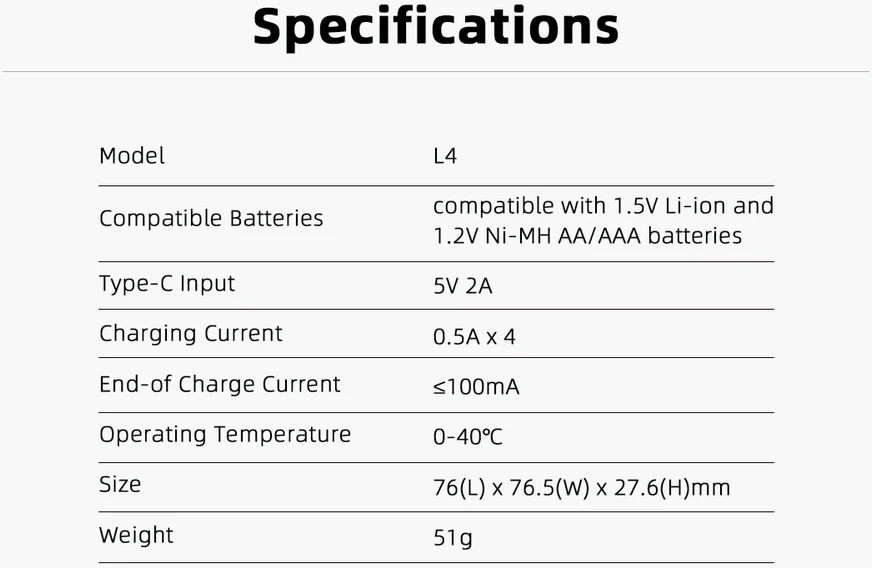 Xtar 4 x Ni-MH ir 1,5V Li-ion AA/AAA akumuliatorių kroviklis L4