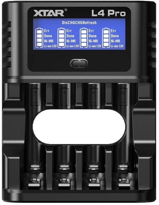 Xtar 4 x Ni-MH ir 1.5V Li-ion AA/AAA akumuliatorių kroviklis su LCD ekranu L4 PRO