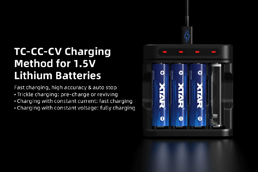 Xtar 4 x Ni-MH ir 1,5V Li-ion AA/AAA akumuliatorių kroviklis L4