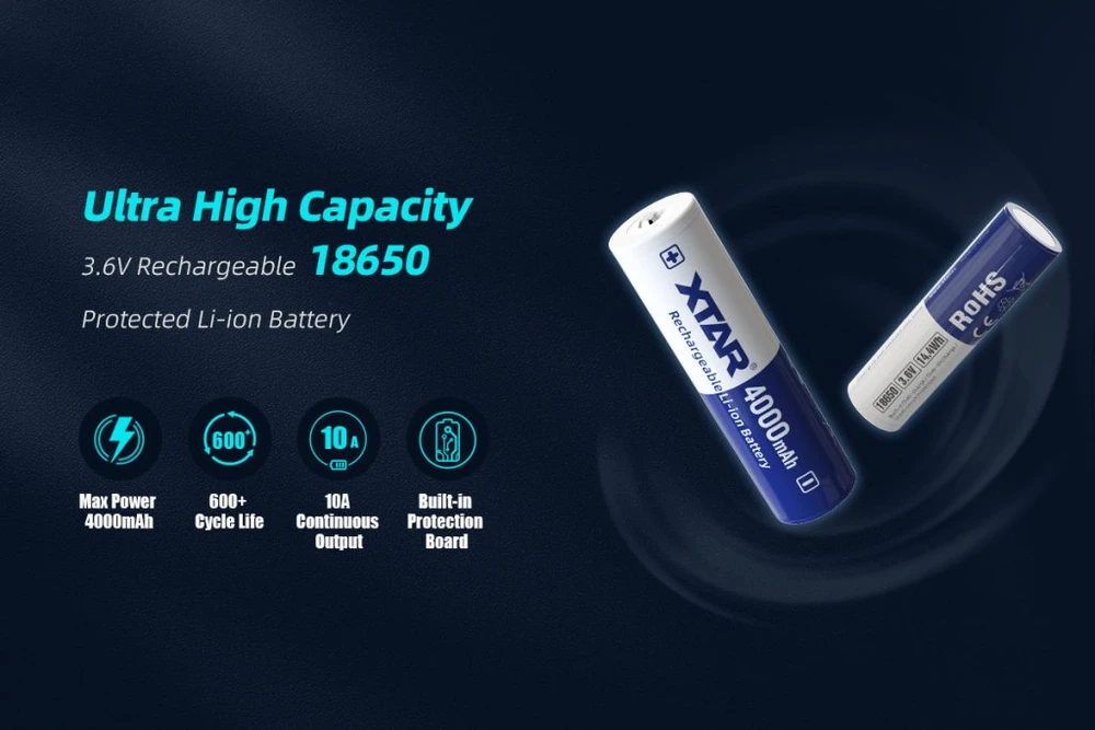 „Xtar“ įkraunama baterija 18650 3,6 V ličio jonų 4000 mAh