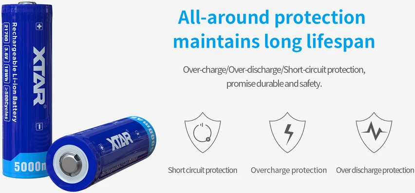 Xtar 5000mAh 3,6V 21700 akumuliatorius su PCB