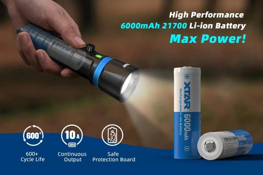 Xtar 6000mAh 3,6V 21700 akumuliatorius su PCB