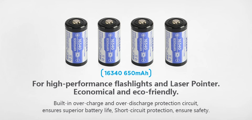 Xtar 650mAh 3,7V 16340 CR123 akumuliatorius su PCB