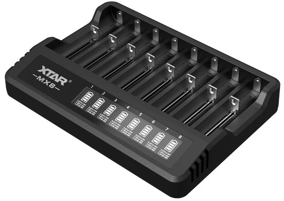 Xtar 8 x Ni-MH ir 1.5/3.6/3.7V Li-ion akumuliatorių kroviklis su LCD ekranu MX8