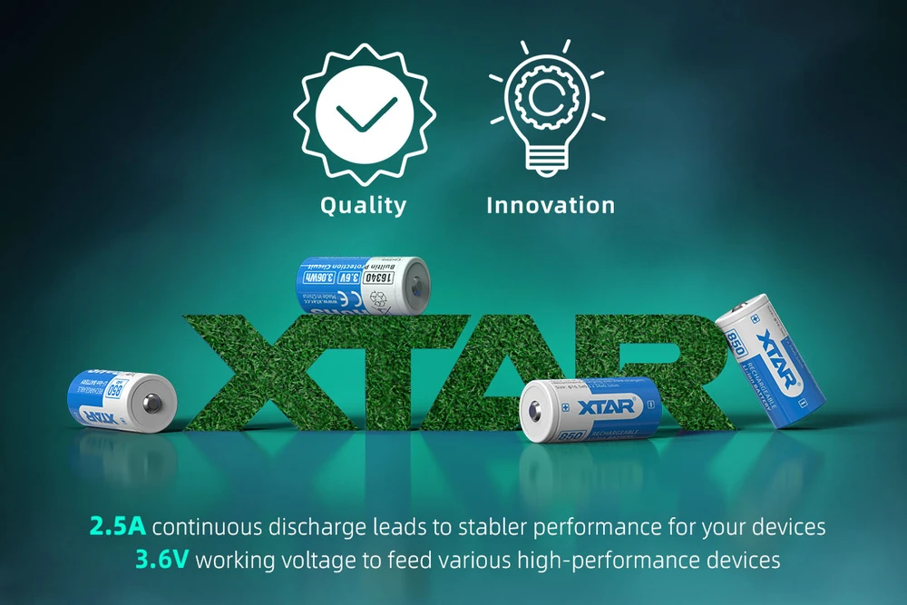 Xtar 850mAh 3,6V 16340 CR123 akumuliatorius su PCB