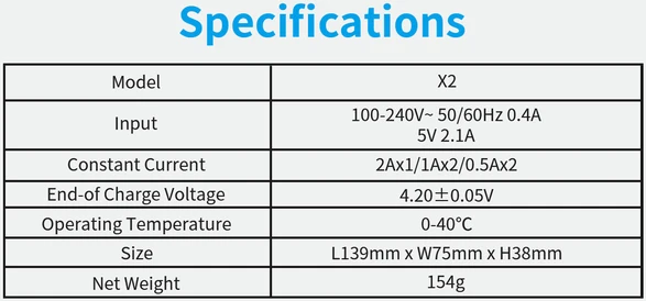 Baterijų įkroviklis XTAR X2 18650 AA AAA elementam ni-MH li-ion