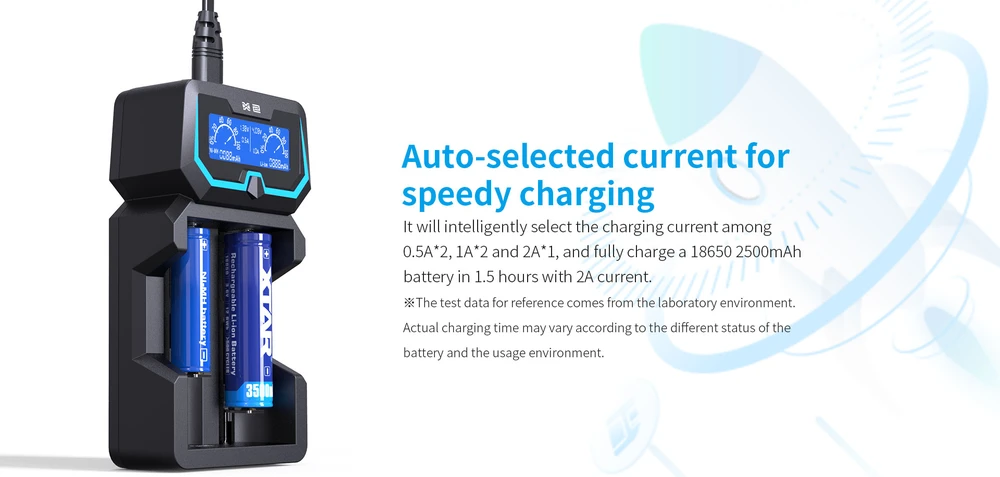 Baterijų įkroviklis XTAR X2 18650 AA AAA elementam ni-MH li-ion