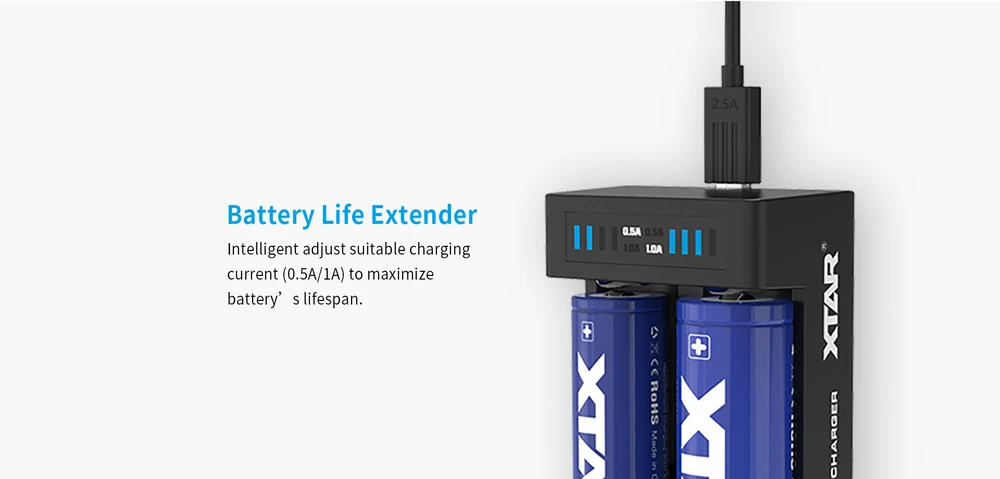 Xtar universalus 2 x ličio jonų akumuliatorių įkroviklis MC2 PLUS