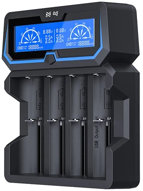 Xtar universalus 4 x Li-ion ir Ni-MH akumuliatorių įkroviklis su LCD ekranu X4