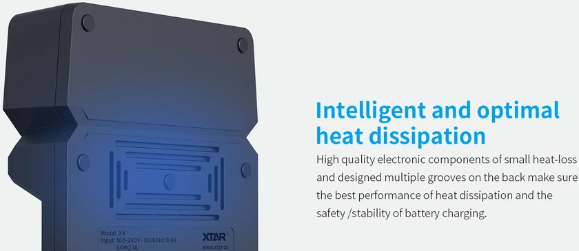 Xtar universalus 4 x Li-ion ir Ni-MH akumuliatorių įkroviklis su LCD ekranu X4