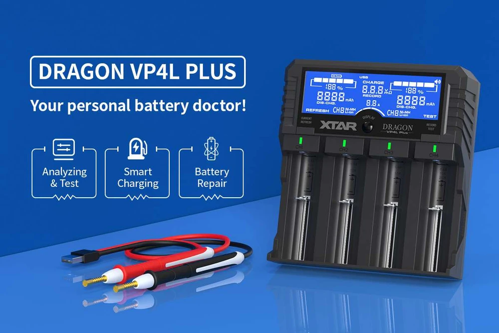 XTAR Dragon VP4L Plus Baterijų įkroviklis
