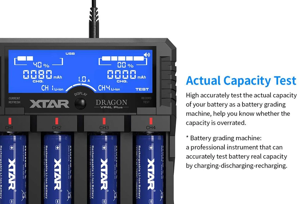 XTAR Dragon VP4L Plus Baterijų įkroviklis