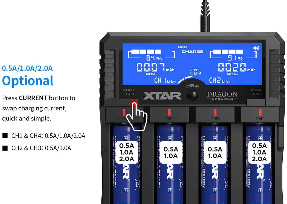 XTAR Dragon VP4L Plus Baterijų įkroviklis