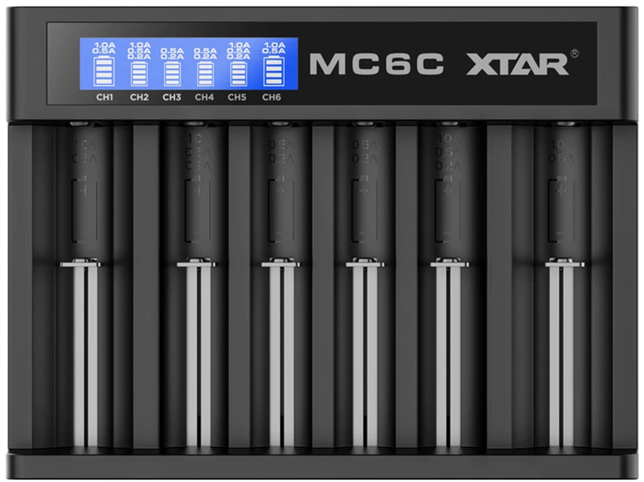 Ličio jonų akumuliatoriaus įkroviklis XTAR MC6C