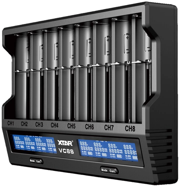 Xtar universalus 8 x Li-ion ir Ni-MH akumuliatorių įkroviklis su LCD ekranu VC8S
