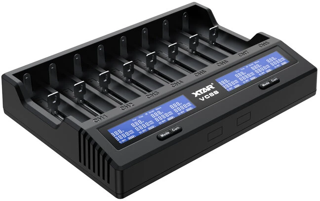 Xtar universalus 8 x Li-ion ir Ni-MH akumuliatorių įkroviklis su LCD ekranu VC8S
