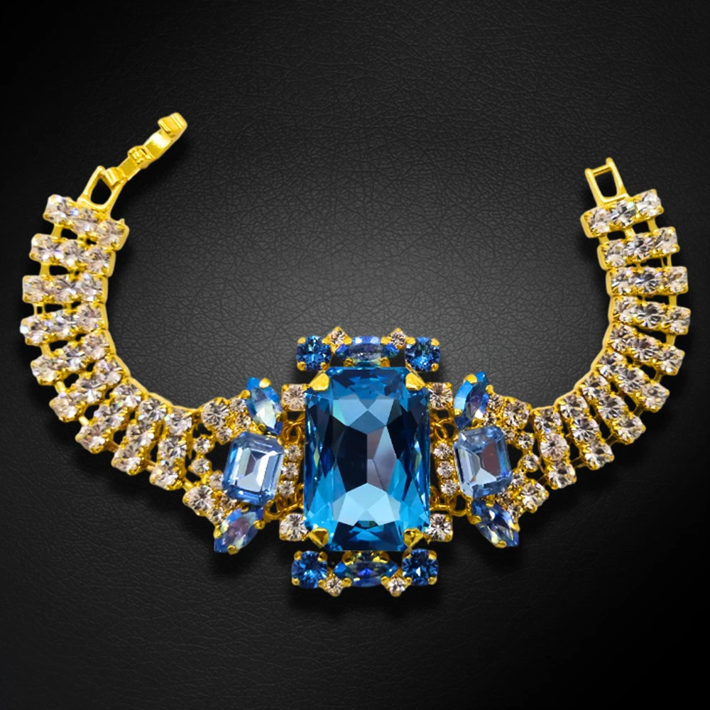 Diamond Sky Jewelry Apyrankė „Aurora (Aquamarine / Light Sapphire Shimmer / Light Sapphire / Reinvented Cool Mėlyna)“ su Swarovski™ kristalais