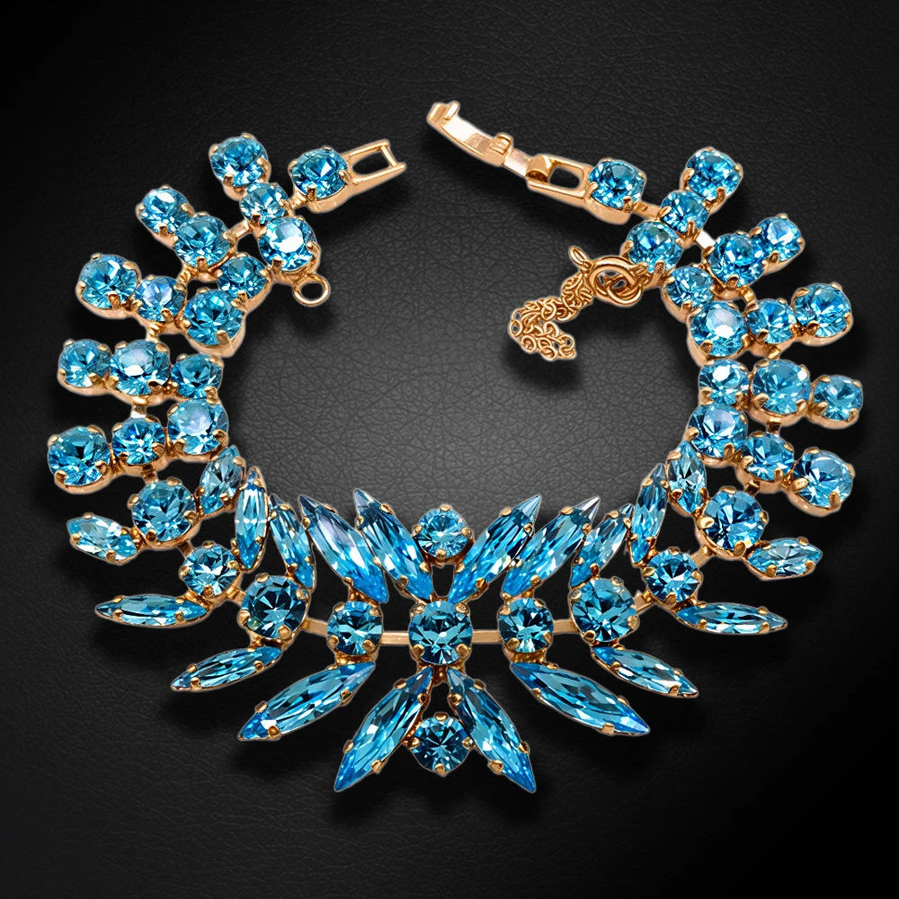 Diamond Sky Jewelry Apyrankė moterims DiamondSky „Krištolinis gundymas (Aqua Bohemica)“ su Preciosa kristalais