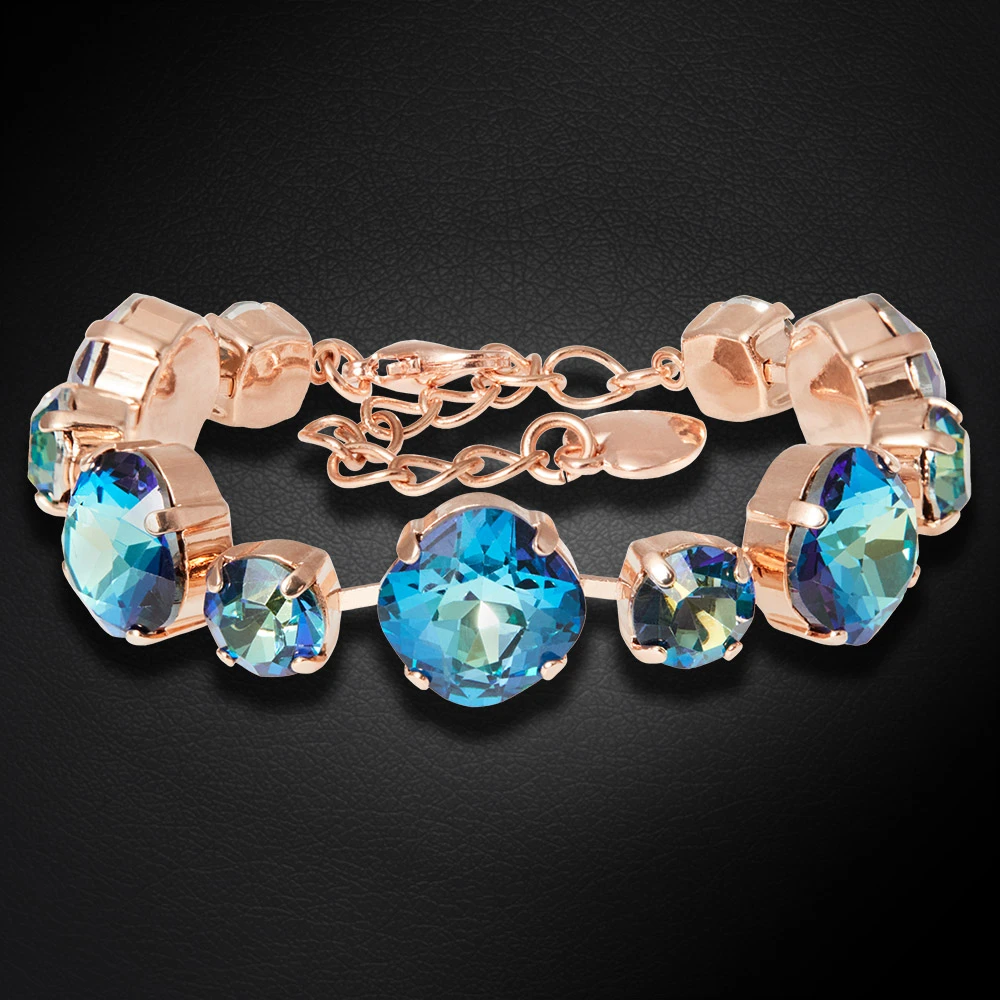 Diamond Sky Jewelry Apyrankė moterims DiamondSky „Akinantis Spindesys (Bermuda Mėlyna)“ su Preciosa kristalais