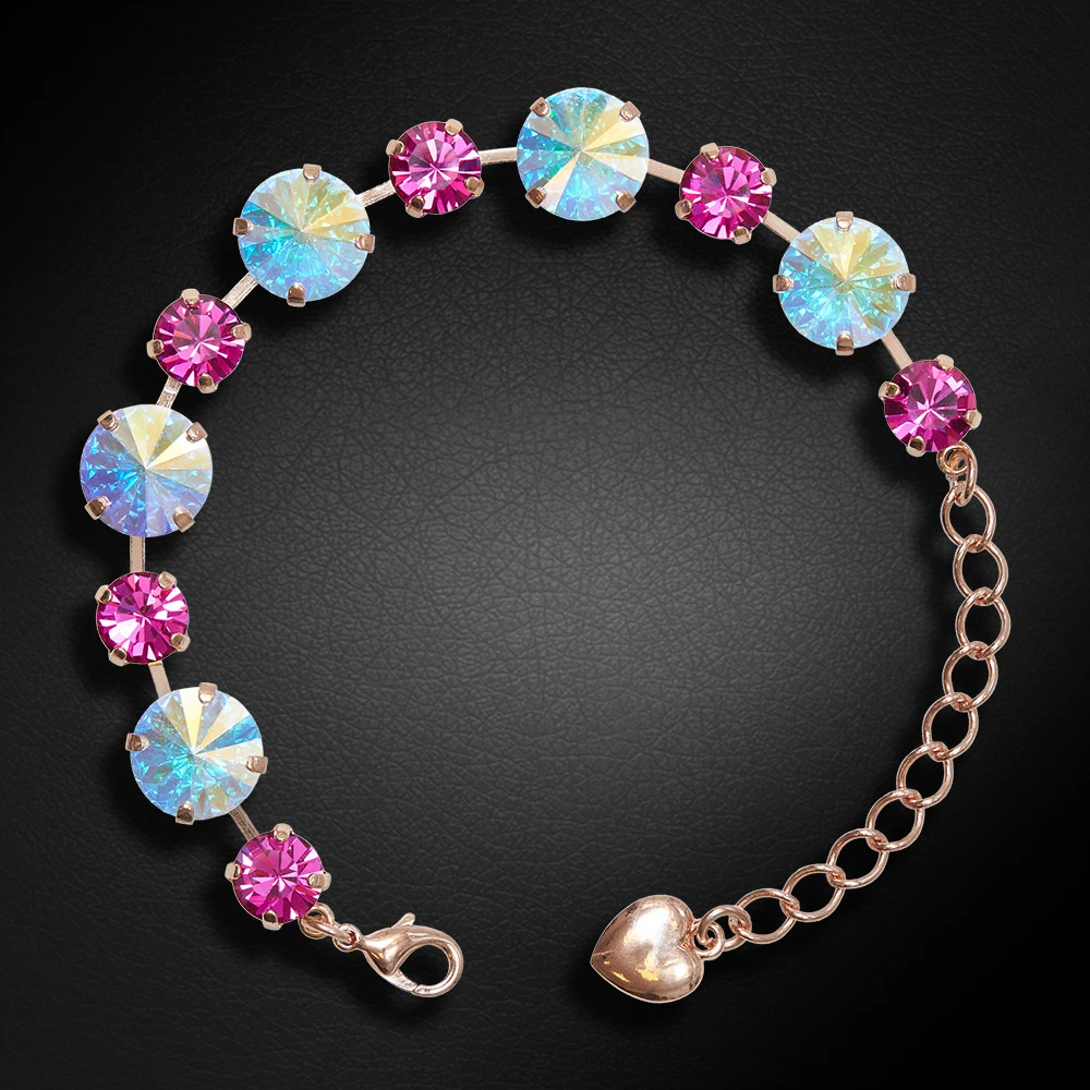 Diamond Sky Jewelry Apyrankė moterims DiamondSky „Vortex II (Aurora Borealis / Fuchsia)“ su Preciosa kristalais