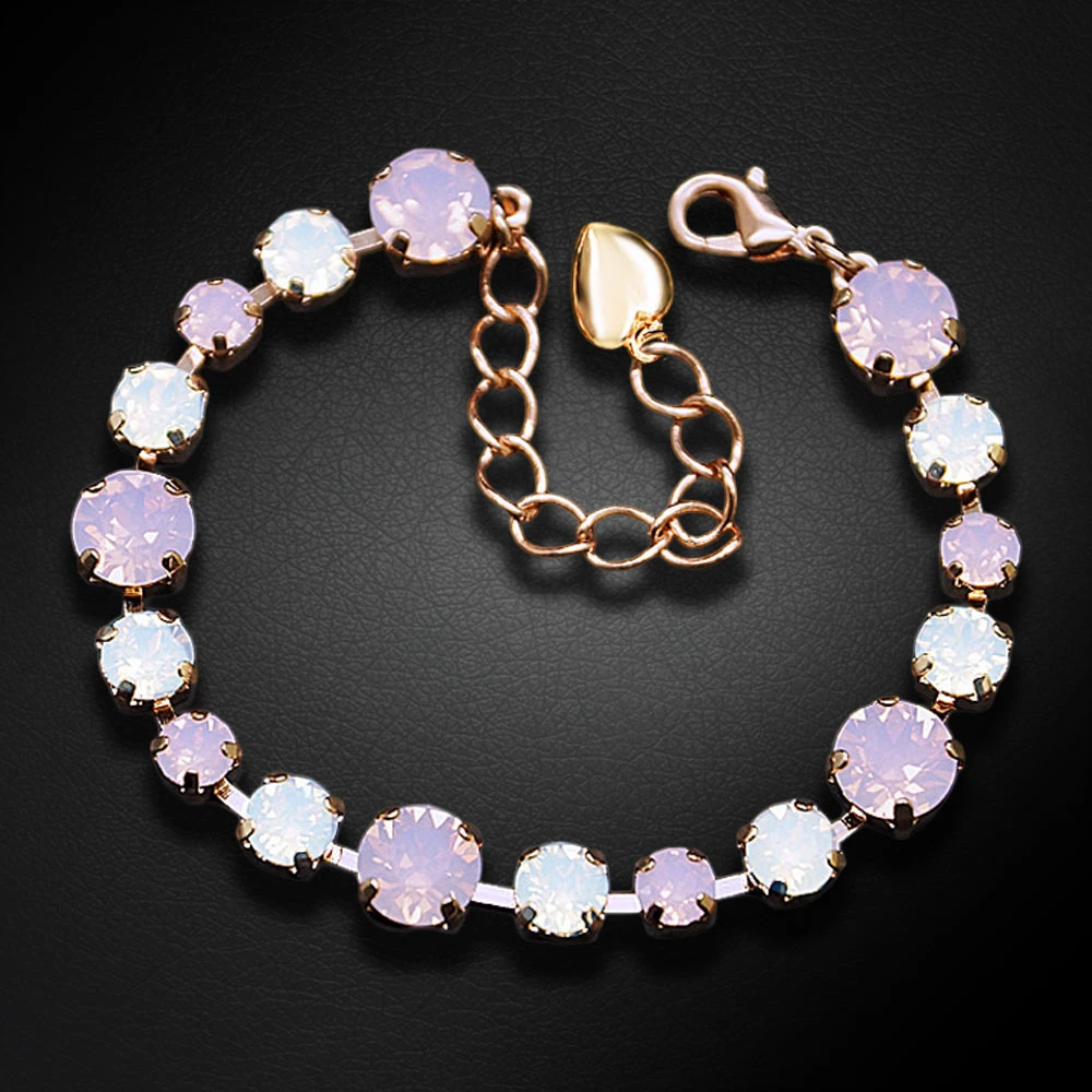 Diamond Sky Jewelry Apyrankė moterims DiamondSky „Klasika II (Rose Vanduo Opal)“ su Swarovski karoliukais