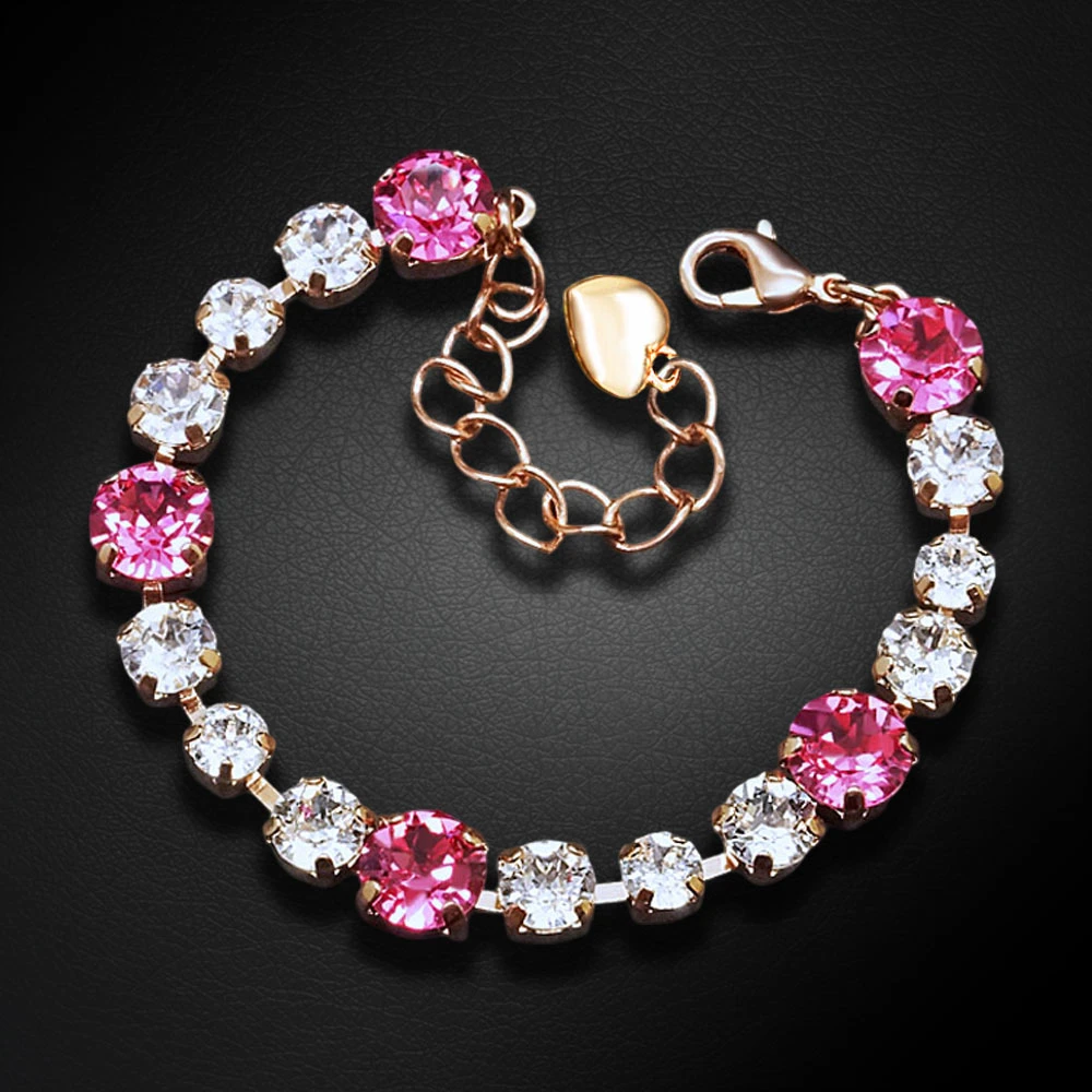Diamond Sky Jewelry Apyrankė moterims DiamondSky „Klasika II (Light Rose, Crystal)“ su Swarovski karoliukais