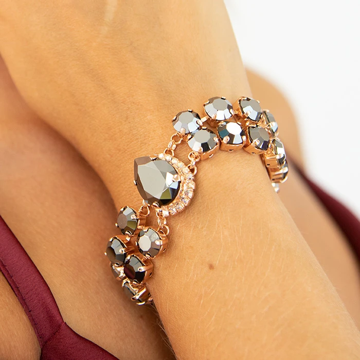 Diamond Sky Jewelry Apyrankė moterims DiamondSky „Dangaus Lašas III (Jet Hematite)“ su Preciosa® kristalais