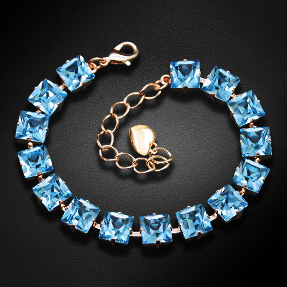 Diamond Sky Jewelry Apyrankė moterims DiamondSky „Princess (Aquamarine Mėlyna)“ su Swarovski kristalais