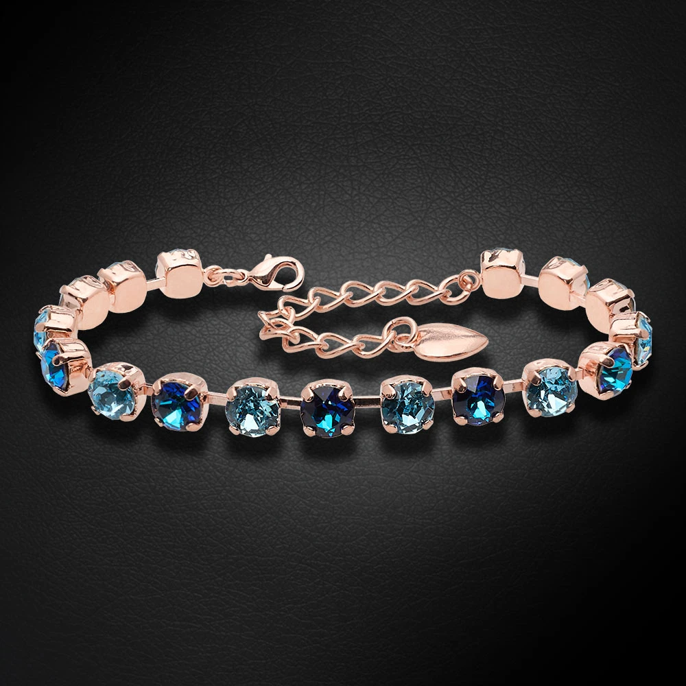 Diamond Sky Jewelry Apyrankė moterims DiamondSky „Klasika III (Bermuda Mėlyna / Aquamarine)“ su Swarovski kristalais