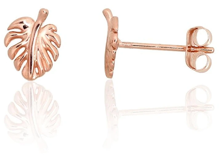 Diamond Sky Jewelry Auksiniai auskarai-vinukai „Auksinis Lapas V“