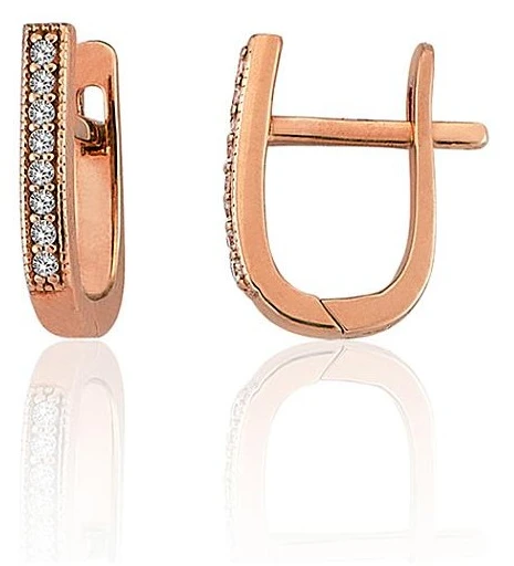 Diamond Sky Jewelry Auksiniai auskarai su cirkoniais „Šviesos linija V“