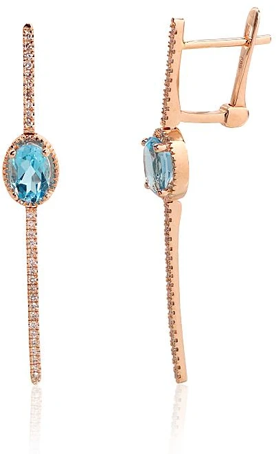 Diamond Sky Jewelry Auksiniai auskarai su deimantais ir topazais „Azūro linija“