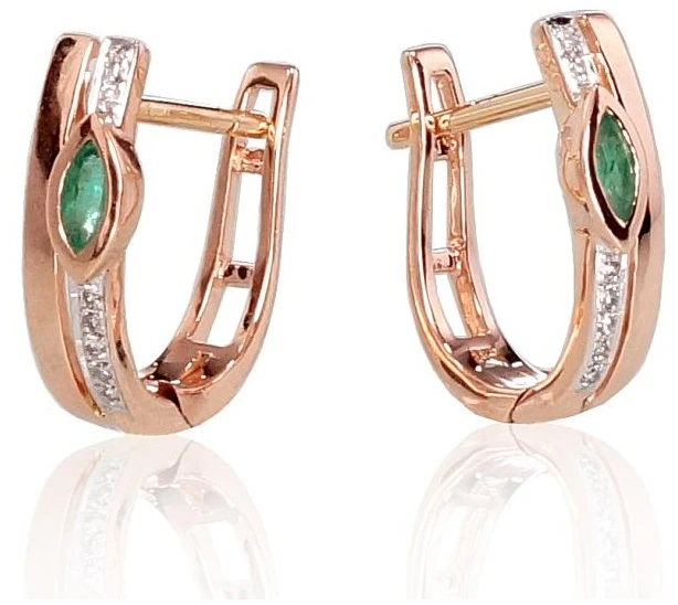 Diamond Sky Jewelry Auksiniai auskarai su deimantais ir smaragdais „Dangaus Dovana III“