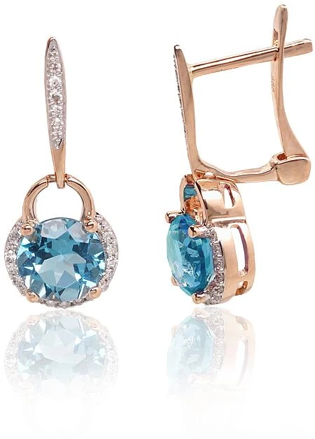Diamond Sky Jewelry Auksiniai auskarai su deimantais ir topazais „Aušros Magija“